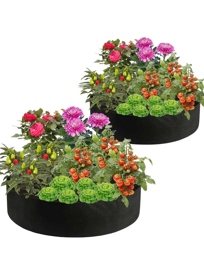 LAMAY 2 Pcs Large Grow Bags, Round Fabric Raised Planting Bed?Fabric Raised Planting Bed Round Garden Grow Bags Heavy Duty Breathable Fabric Raised Planter Container for Gardening Vegetables - Image 1